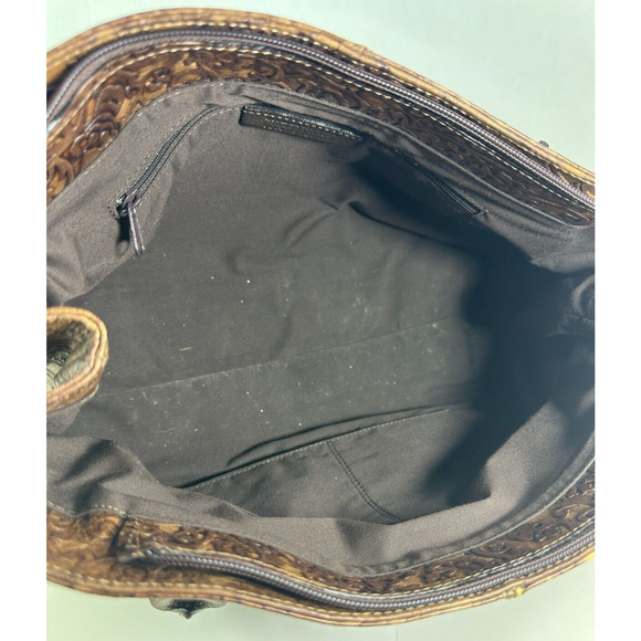 Roberta Gandolfi Genuine Leather Handbag Bronze Embossed Shoulder Made in Italy - Picture 9 of 16